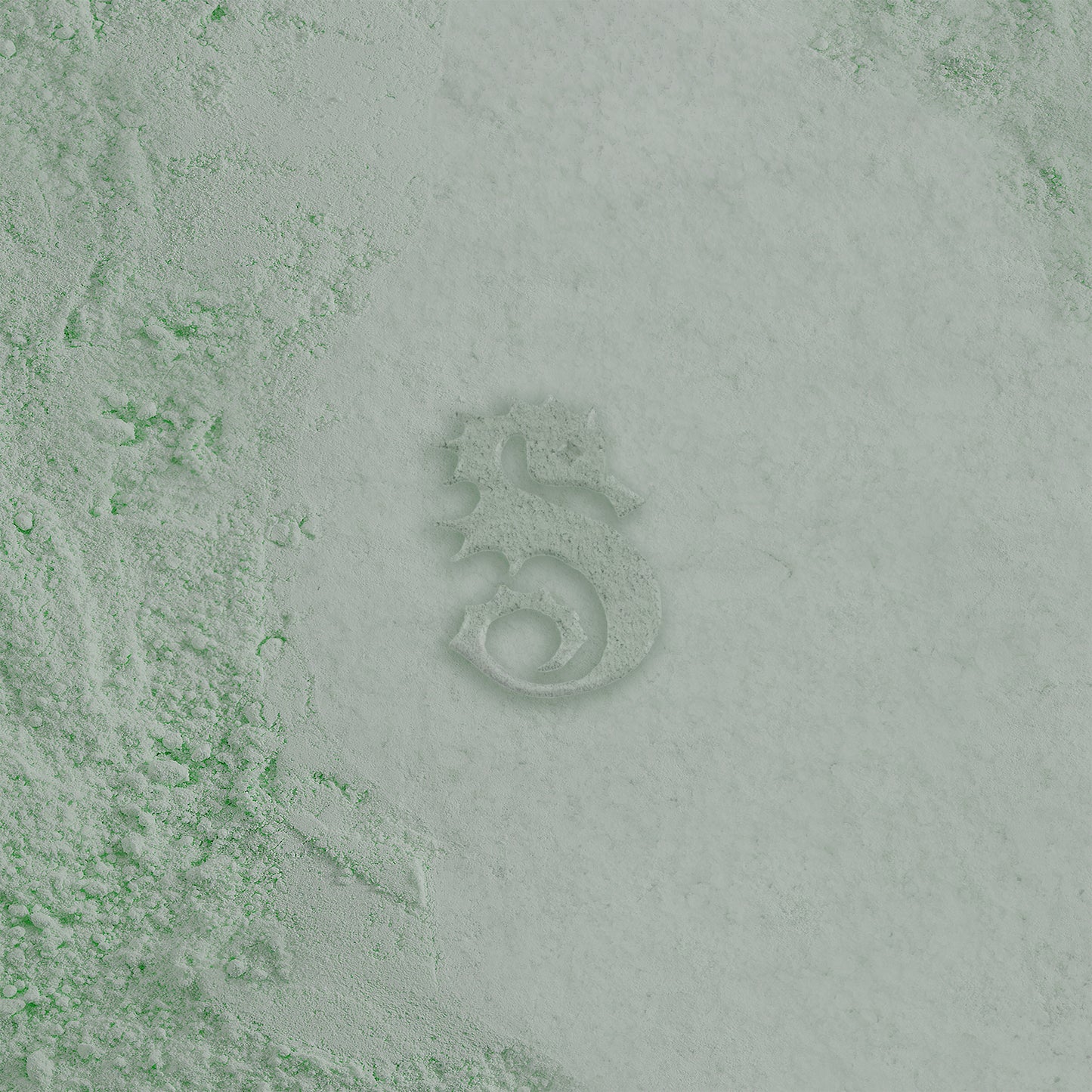 Seahorse logo in green powder 