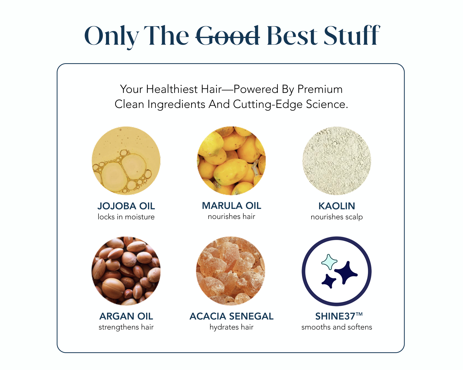 Infographic of Small Wonder ingredients and their benefits with text "Only the Best Stuff."